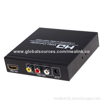 AV + HDMI to HDMI Converter (Upscaler), Supports 1,080P Output, 50/60Hz Selectable